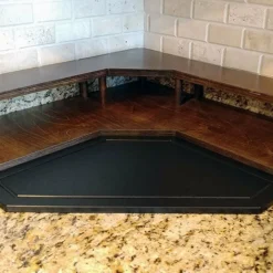 Counter Caddies™ - Walnut-Stained Corner Shelf - Liquor/Wine Bottle Display Style - Available In Black -Endurance Sales stained corner liq web2