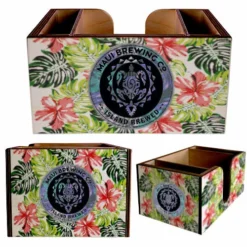 Customizable Wooden Bar Caddy W/ Walnut Stained Interior -Endurance Sales stained logo webimage 4 1