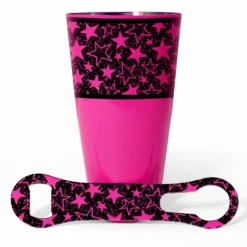 Printed Cocktail Shaker And V-Rod® Bar Set - Grunge Stars - Color Options -Endurance Sales stars shaker set pnk web 1