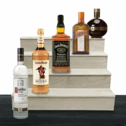 Wooden Liquor Shelves - 4 Tier - Natural