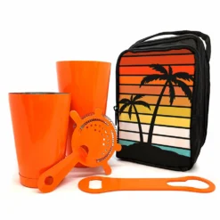 Vector Sunset Bar Tote Set With Neon Orange Bar Tools