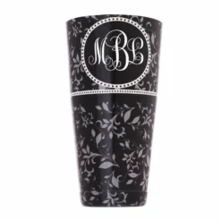 ADD YOUR NAME - Cocktail Shaker Tin - 28 Oz Weighted - Gray Swirls Monogram -Endurance Sales swirl monogram cocktail shaker custom black upmain bpc