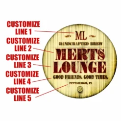 Custom Table Top – Wood Barrel Theme – Design 1002 -Endurance Sales table barrel top cus