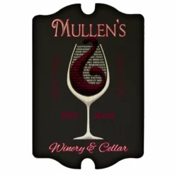 Custom Tavern Shaped Wood Bar Sign - Winery And Cellar