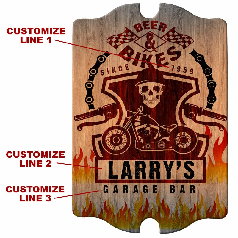 Custom Tavern Shaped Wood Bar Sign - Biker 4 Custom Tavern Shaped Wood Bar Sign - Biker - Image 2