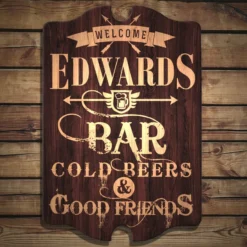Custom Tavern Shaped Wood Bar Sign - Bar Welcome -Endurance Sales tavern sign add you name welcome bar web1