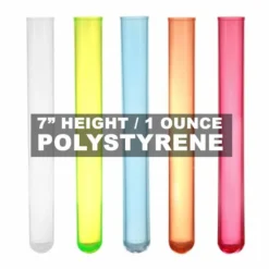 Long SHOTZ® 7" Test Tube Shooters, Smooth Polystyrene (100 Pack)