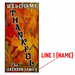 Customizable Large Vintage Wooden Bar Sign - Leaves - 11 3/4" X 23 3/4" - Multiple Design Options Available -Endurance Sales thankful web 3