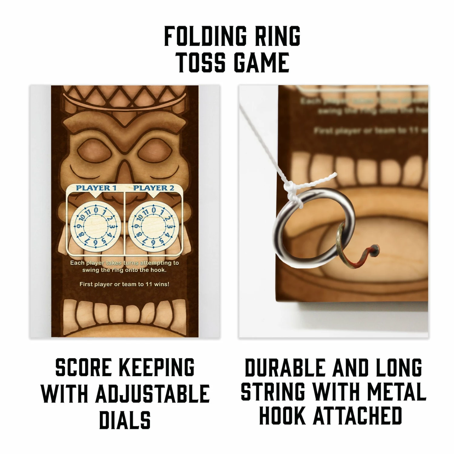 Wall Mounted Folding Ring Toss - Tiki Totem - Multiple Colors Available 7 Wall Mounted Folding Ring Toss - Tiki Totem - Multiple Colors Available - Image 5