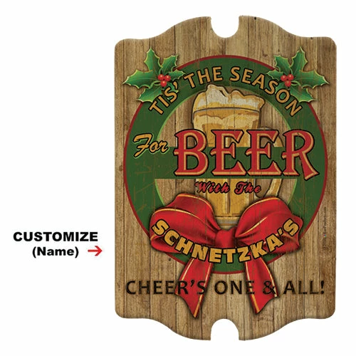 Custom Tavern Shaped Wood Bar Sign - 'Tis The Season 4 Custom Tavern Shaped Wood Bar Sign - 'Tis The Season - Image 2