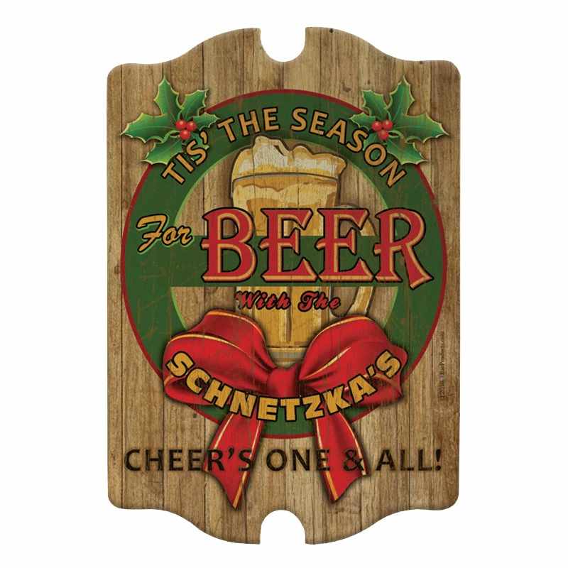 Custom Tavern Shaped Wood Bar Sign - 'Tis The Season 3 Custom Tavern Shaped Wood Bar Sign - 'Tis The Season