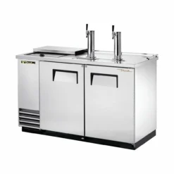 True® Dual Solid Swing Door, Club Top, Stainless Steel Direct Draw Beer Dispenser For 2 Barrels