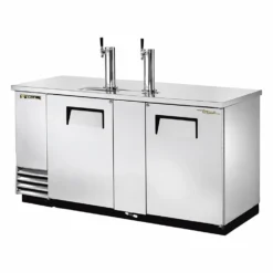 True® Dual Solid Swing Door Stainless Steel Direct Draw Beer Dispenser For 3 Barrels