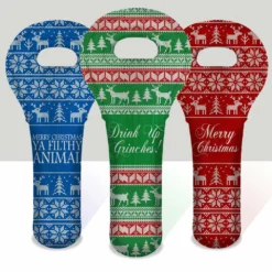 Wine Totes - Ugly Christmas Sweater Series - Several Design Options