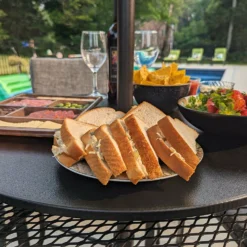 Outdoor Lazy Susan With Hole For Umbrella -Endurance Sales umbrella outdoor lazy susan web 4