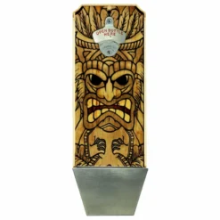 Wall Mount Bottle Opener With Cap Catcher- Tiki Man