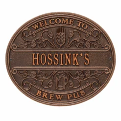 CUSTOMIZABLE Cast Aluminum Plaque - Welcome Brew Pub -Endurance Sales welcome brew pub plaque bpc 4
