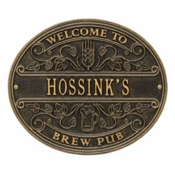 CUSTOMIZABLE Cast Aluminum Plaque - Welcome Brew Pub -Endurance Sales welcome brew pub plaque bpc 5