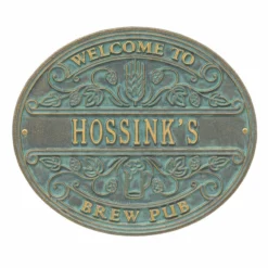 CUSTOMIZABLE Cast Aluminum Plaque - Welcome Brew Pub -Endurance Sales welcome brew pub plaque bpc 6