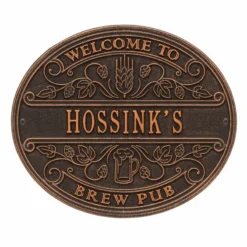 CUSTOMIZABLE Cast Aluminum Plaque - Welcome Brew Pub -Endurance Sales welcome brew pub plaque bpc 7