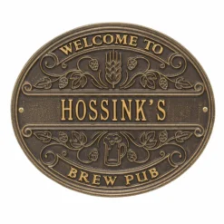 CUSTOMIZABLE Cast Aluminum Plaque - Welcome Brew Pub -Endurance Sales welcome brew pub plaque bpc 8