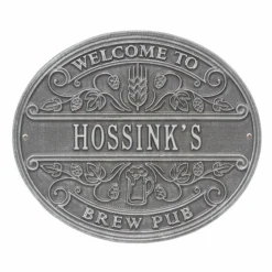 CUSTOMIZABLE Cast Aluminum Plaque - Welcome Brew Pub -Endurance Sales welcome brew pub plaque bpc 9