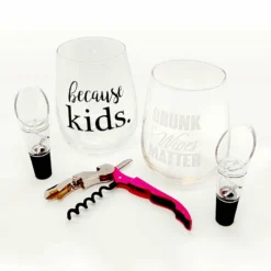 Stemless Wine Glass Gift Set For Mom