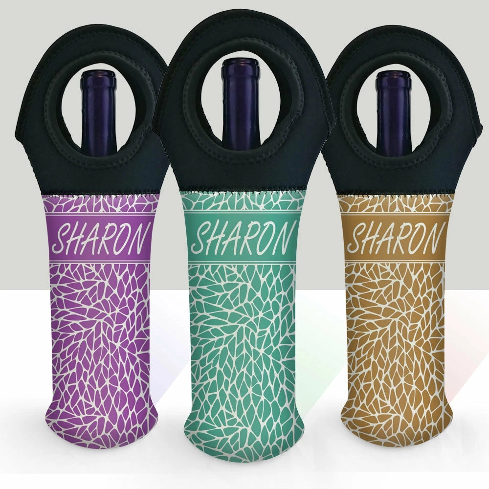 CUSTOMIZABLE Wine Bottle Tote W/ Black Handle - Crackle Pattern (Color Options) 3 CUSTOMIZABLE Wine Bottle Tote W/ Black Handle - Crackle Pattern (Color Options)