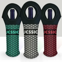 CUSTOMIZABLE Wine Bottle Tote W/ Black Handle - Floral Pattern (Color Options)