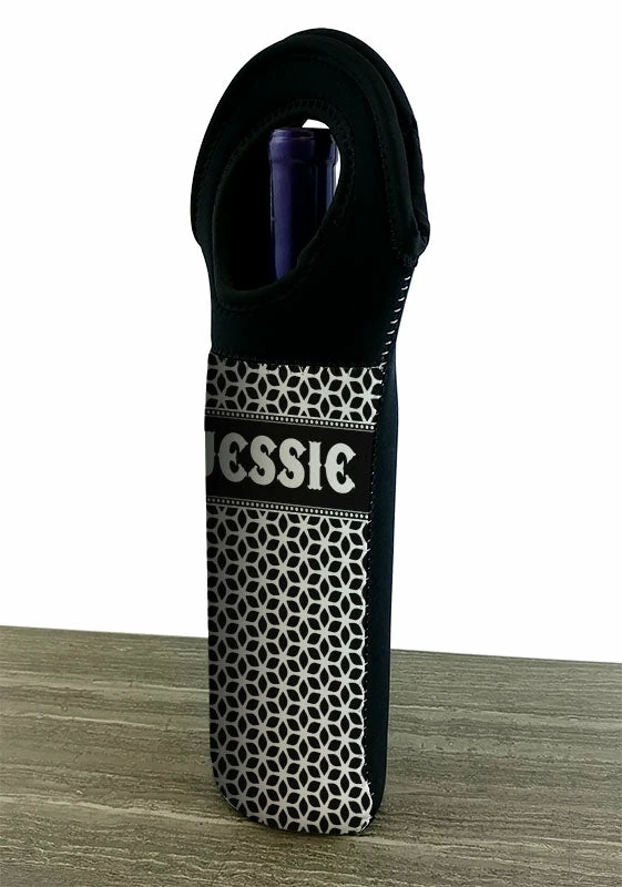 CUSTOMIZABLE Wine Bottle Tote W/ Black Handle - Floral Pattern (Color Options) 5 CUSTOMIZABLE Wine Bottle Tote W/ Black Handle - Floral Pattern (Color Options) - Image 3