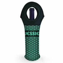CUSTOMIZABLE Wine Bottle Tote W/ Black Handle - Floral Pattern (Color Options) 11 CUSTOMIZABLE Wine Bottle Tote W/ Black Handle - Floral Pattern (Color Options) -Endurance Sales wine tote web bw ayn floral teal