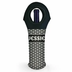 CUSTOMIZABLE Wine Bottle Tote W/ Black Handle - Floral Pattern (Color Options) 12 CUSTOMIZABLE Wine Bottle Tote W/ Black Handle - Floral Pattern (Color Options) -Endurance Sales wine tote web bw ayn floral white