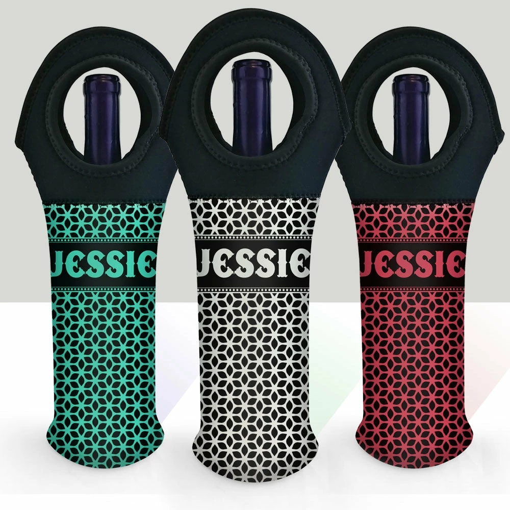 CUSTOMIZABLE Wine Bottle Tote W/ Black Handle - Floral Pattern (Color Options) 3 CUSTOMIZABLE Wine Bottle Tote W/ Black Handle - Floral Pattern (Color Options)