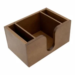 Wood Bar Caddy For Napkins, Straws, & Stirrers - Stained 15 Wood Bar Caddy For Napkins, Straws, & Stirrers - Stained -Endurance Sales wood bar caddy napkin holder walnut stained quarter side empty