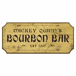 CUSTOMIZABLE Wood Plaque Sign - BOURBON BAR - Color Options -Endurance Sales wood bar sign plaque bourbon bar tan