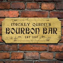 CUSTOMIZABLE Wood Plaque Sign - BOURBON BAR - Color Options -Endurance Sales wood bar sign plaque bourbon bar tan wall