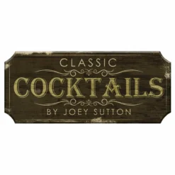 CUSTOMIZABLE Wood Plaque Sign - CLASSIC COCKTAILS - Color Options -Endurance Sales wood bar sign plaque classic cocktails 800