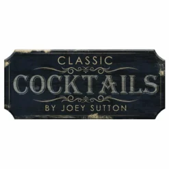 CUSTOMIZABLE Wood Plaque Sign - CLASSIC COCKTAILS - Color Options -Endurance Sales wood bar sign plaque classic cocktails blu