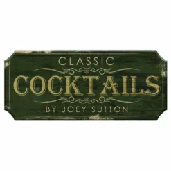 CUSTOMIZABLE Wood Plaque Sign - CLASSIC COCKTAILS - Color Options -Endurance Sales wood bar sign plaque classic cocktails grn