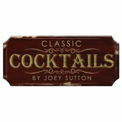 CUSTOMIZABLE Wood Plaque Sign - CLASSIC COCKTAILS - Color Options -Endurance Sales wood bar sign plaque classic cocktails red