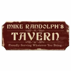 CUSTOMIZABLE Wood Plaque Sign - TAVERN - Color Options -Endurance Sales wood bar sign plaque tavern web red