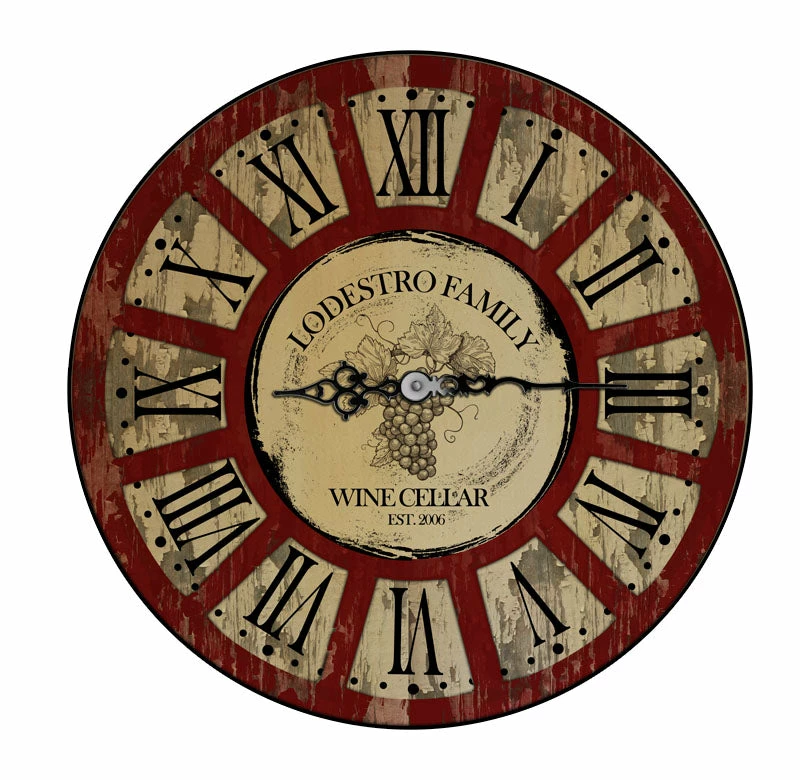 CUSTOMIZE - Rustic Wooden Clock - Wine Theme - Multiple Sizes 3 CUSTOMIZE - Rustic Wooden Clock - Wine Theme - Multiple Sizes