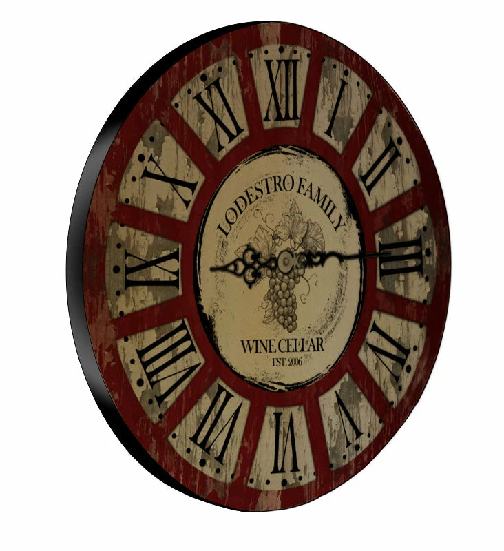 CUSTOMIZE - Rustic Wooden Clock - Wine Theme - Multiple Sizes 5 CUSTOMIZE - Rustic Wooden Clock - Wine Theme - Multiple Sizes - Image 3