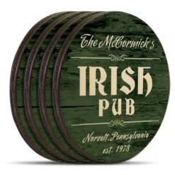 Wooden Round Coasters - Customizable - Irish Theme - Set Of 4