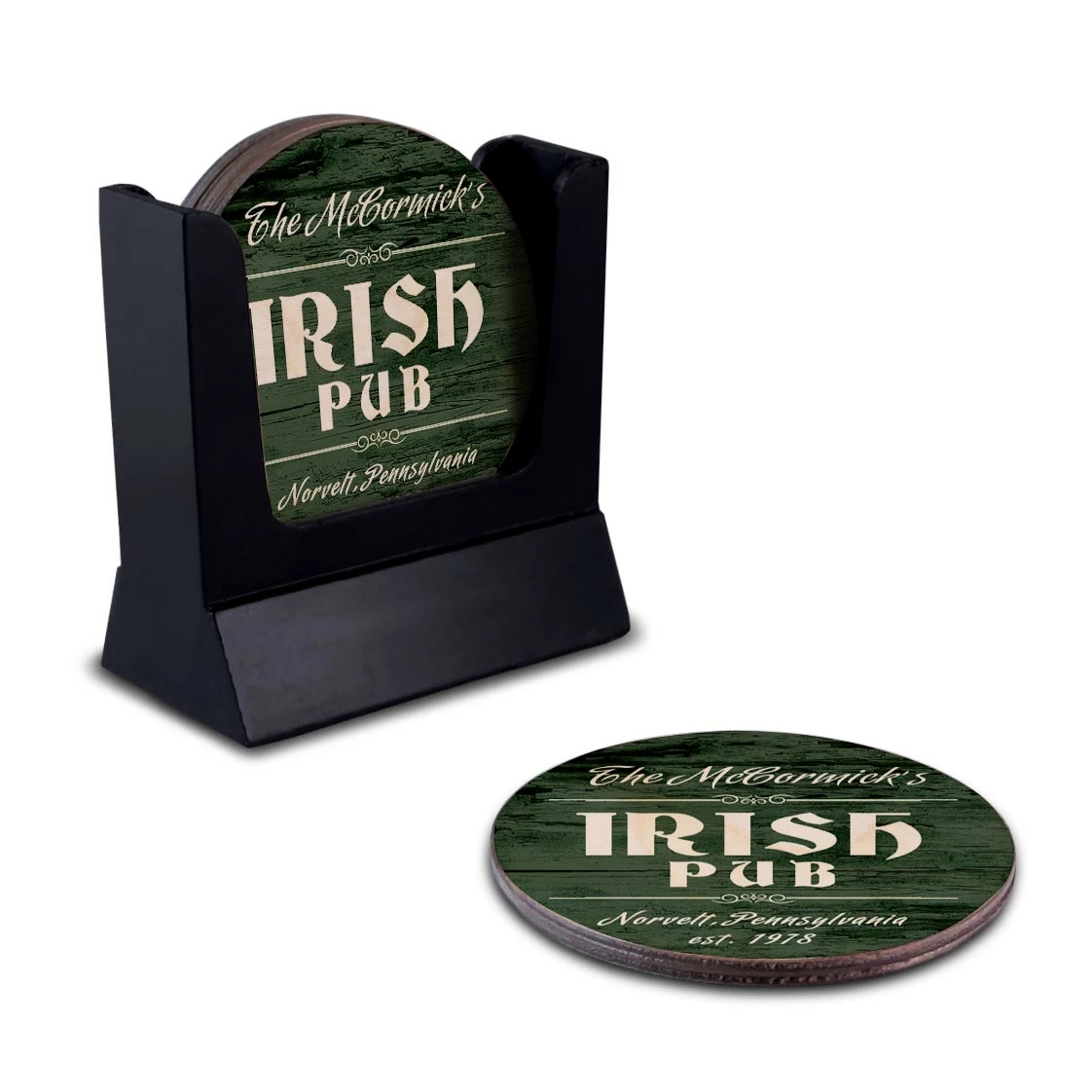 Wooden Round Coasters - Customizable - Irish Theme - Set Of 4 6 Wooden Round Coasters - Customizable - Irish Theme - Set Of 4 - Image 4