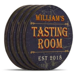 Wooden Round Coasters - Customizable - Tasting Room - Set Of 4