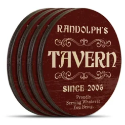 Wooden Round Coasters - Customizable - Tavern Theme - Set Of 4