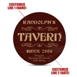 Wooden Round Coasters - Customizable - Tavern Theme - Set Of 4 -Endurance Sales wood coasters custom main shot tavern customize add your name