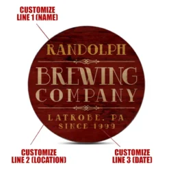 Wooden Round Coasters - Customizable - Brewing Company - Set Of 4 -Endurance Sales wood coasters custom main shot tavern customize add your name 1