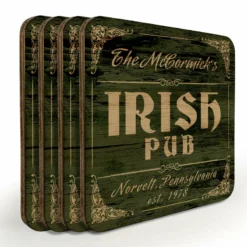 Wooden Square Coasters - Customizable - Irish Theme - Set Of 4
